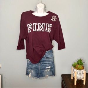 Pink Victoria Secret tee in maroon color size XS